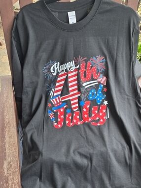 JULY 4th x PEACE GARDEN DESIGNS ❤️🤍💙 SS BLACK Cotton TEE 💙🤍❤️Men M/Ladies L